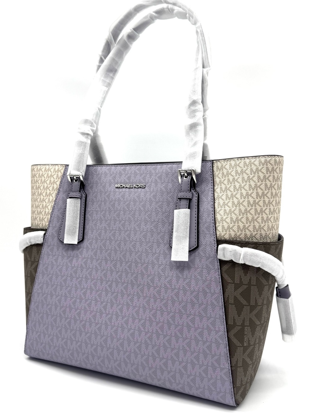 Michael Kors Voyager Large Color-Block Signature Logo Tote Bag - Lilac